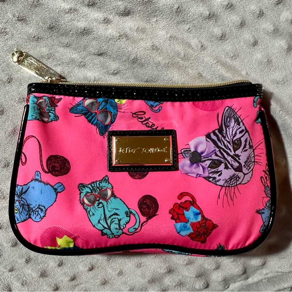Betsey Johnson Neon Pink Kitten & Yarn Bag